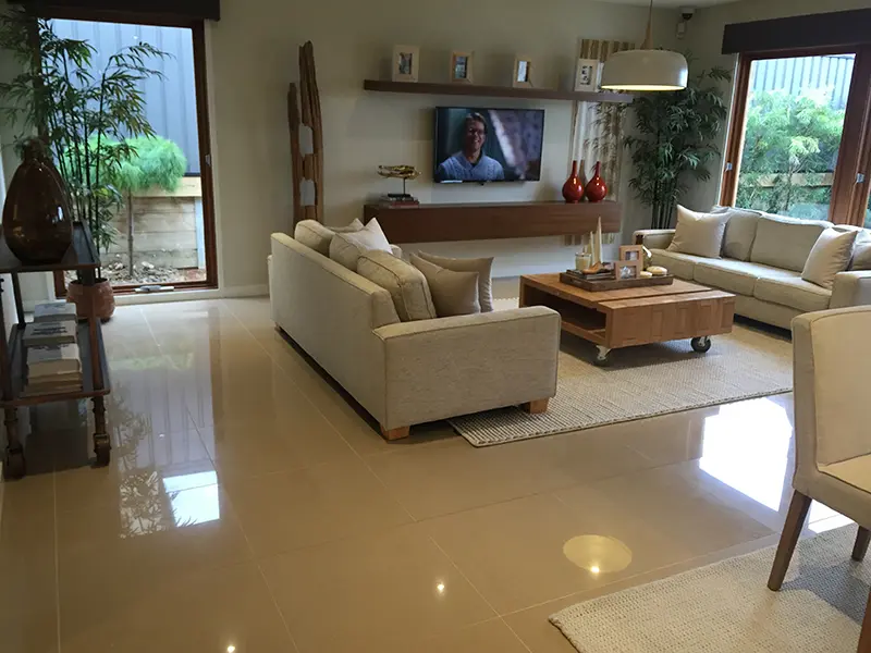 Porcelain floor tiles in loung room