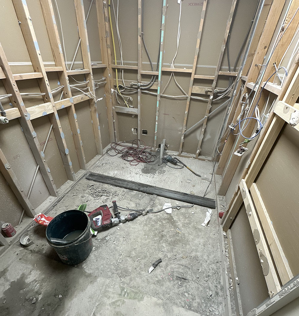 Demolition and prep work for a new bathroom renovation