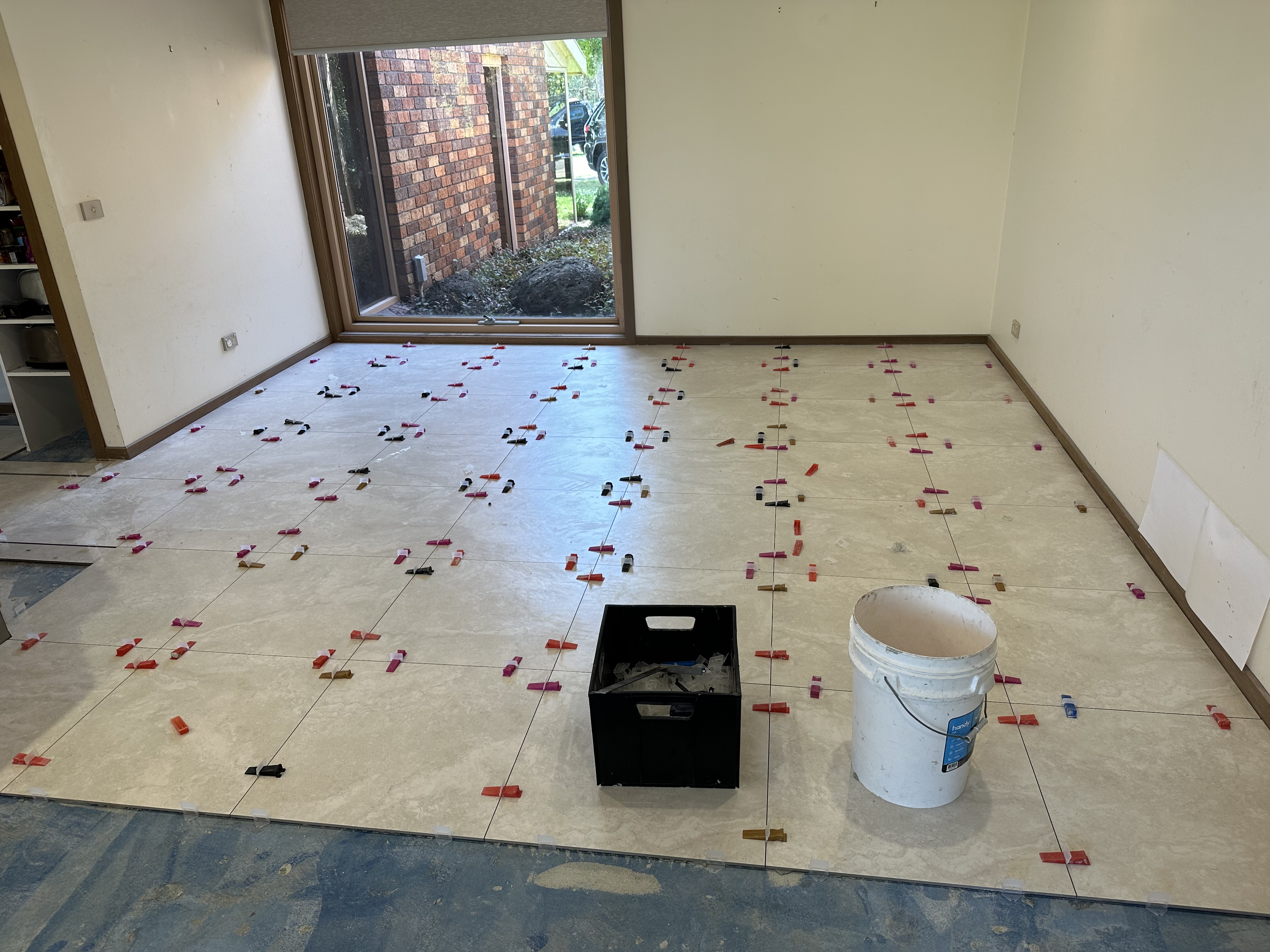 Floor tiling progress